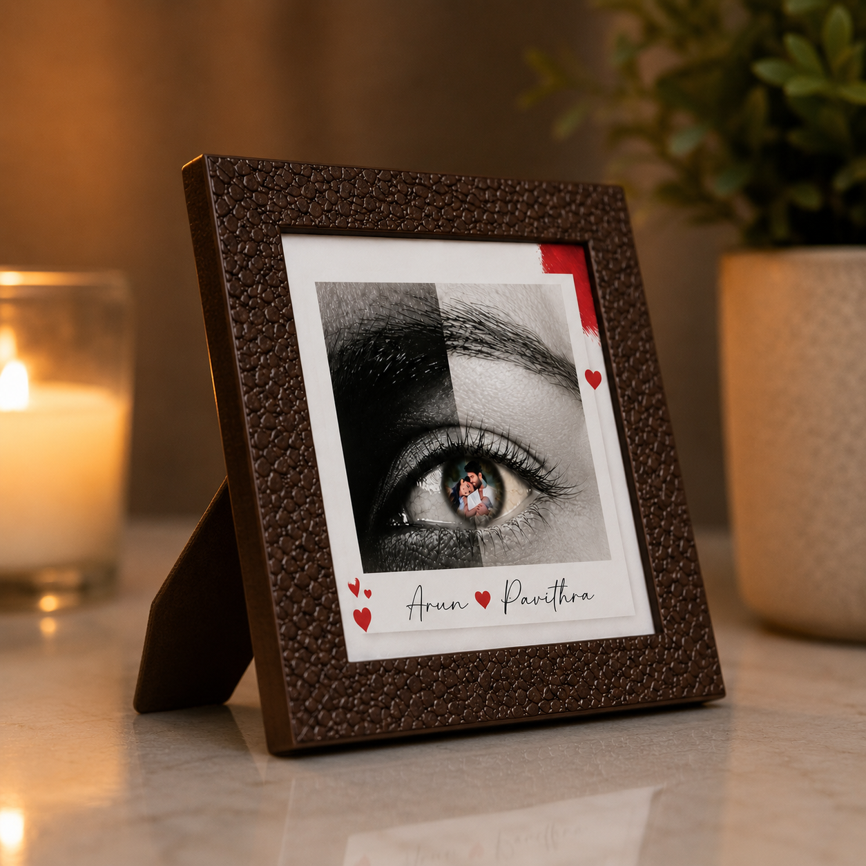 Couple eye Mini frame( Eye 👁️Iris inside Photo) 4*4 inch
