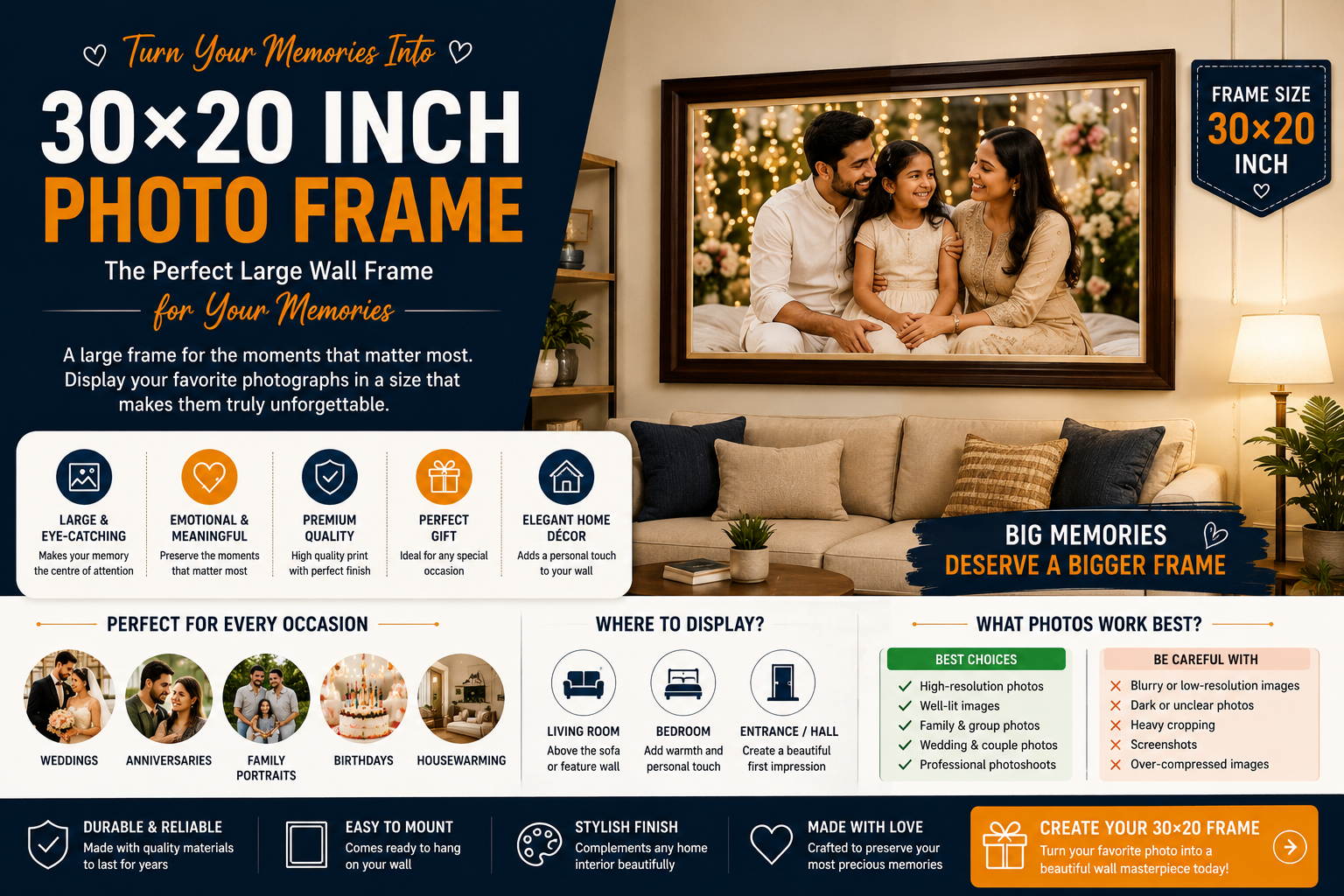 30×20 Inch Photo Frame: The Perfect Large Wall Frame for Your Memories